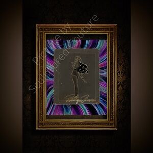 Marlyn Monroe Framed Black and White 8.5 x 11 Photograph with Purple Swirl